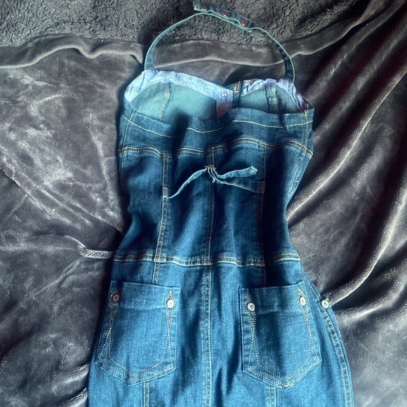 Cute Halter Denim Dress - Picture 4 of 4
